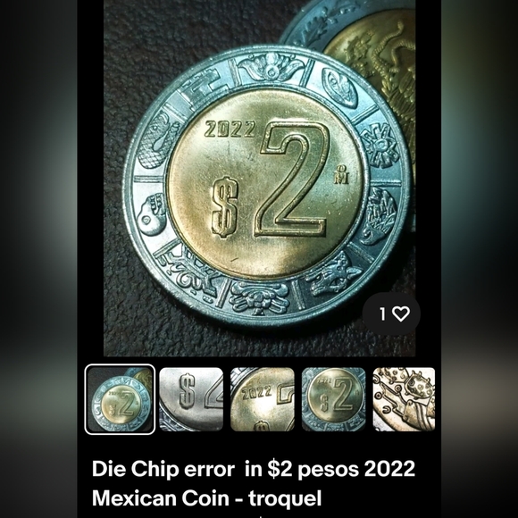 2022 Mexican $2 Peso Coin with Die Chip Error - Picture 1 of 1